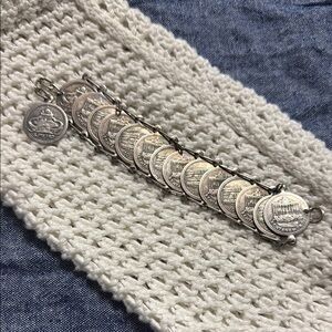 Souvenir of Rome Silver Coin Bracelet